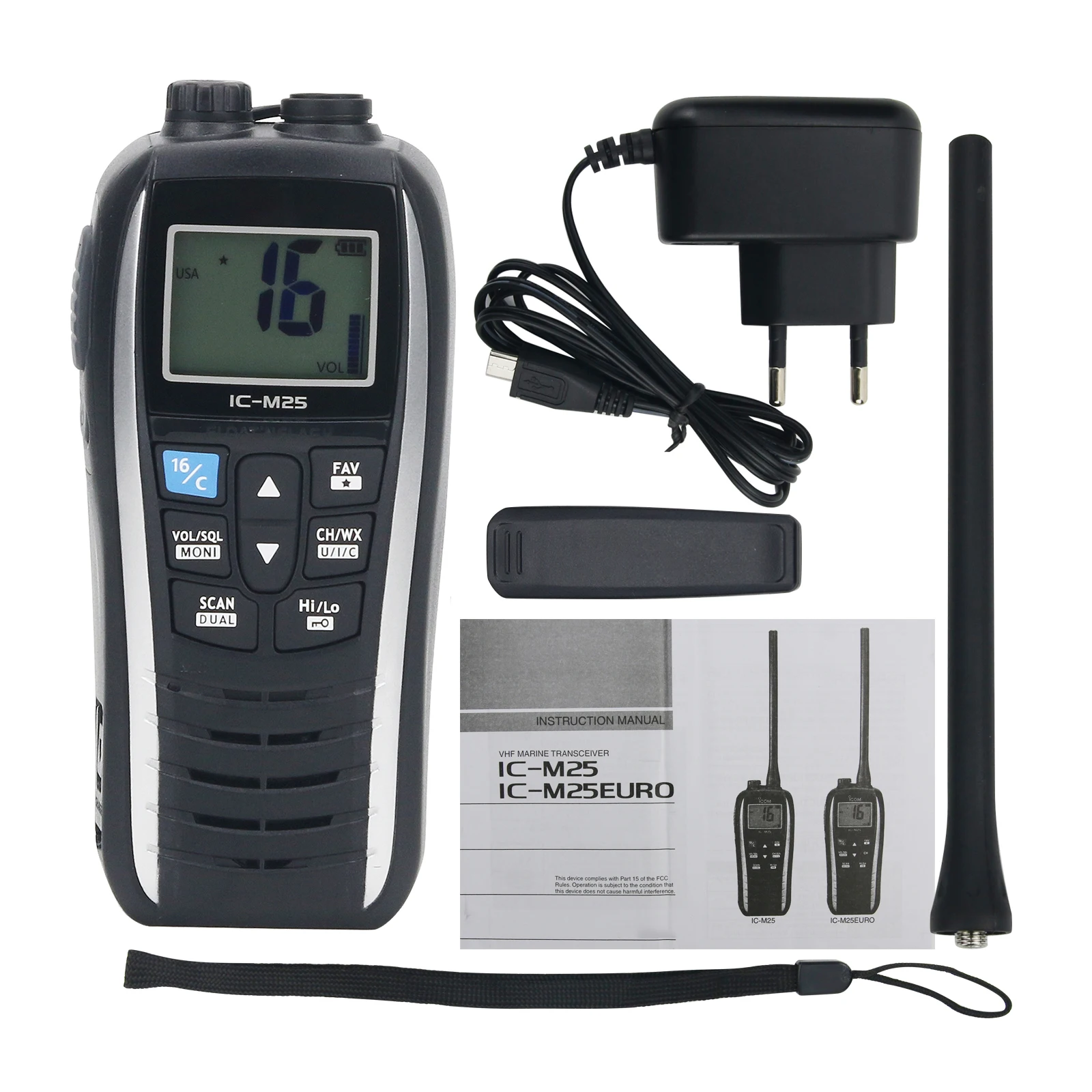 Wasserdichtes IC-M25 5W 5KM VHF Marine-Funkgerät Marine-Walkie-Talkie VHF Handfunkgerät Image
