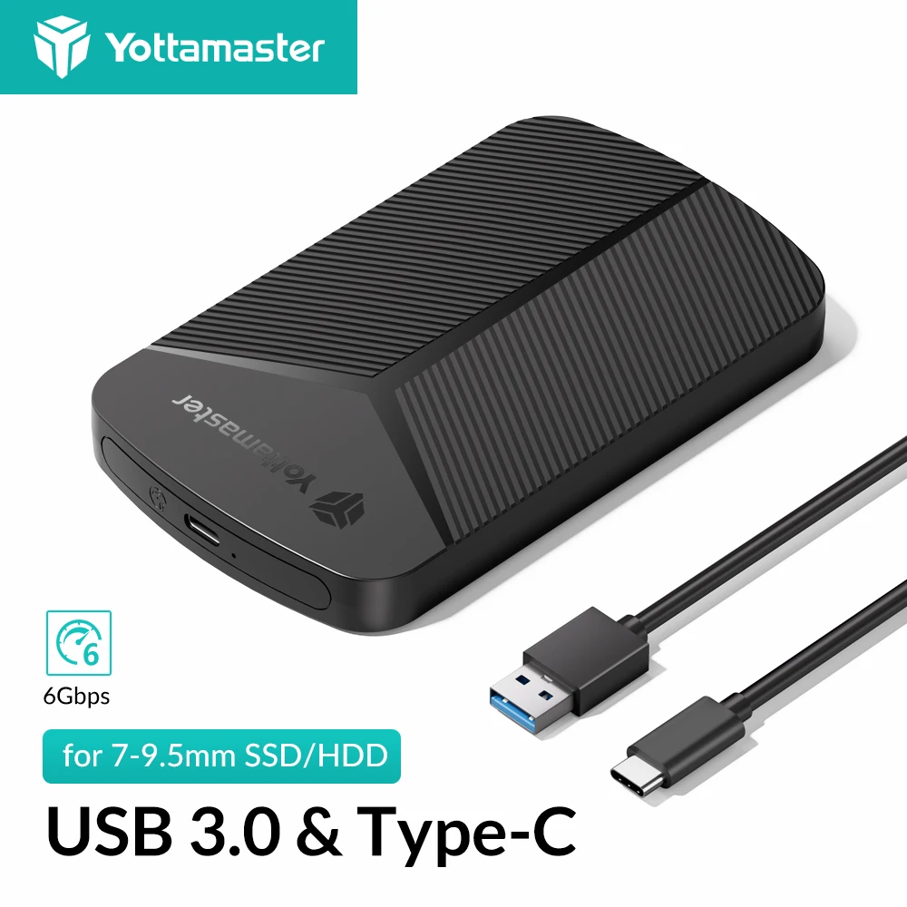 Yottamaster 2,5-Zoll-HDD-Gehäuse SATA zu USB 3.0 Typ-C Externes Festplattengehäuse 6 Gbit/s Geschwindigkeit SATA SSD HDD-Gehäuse 6 TB Aufbewahrungsbox Image