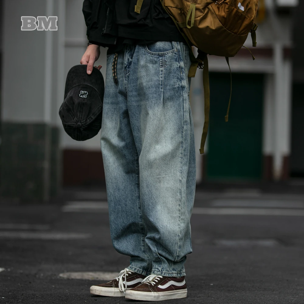 Amerikanischen Vintage Hohe Qualität Denim Cargo Hosen Männer Kleidung Streetwear Lose Skate Jeans Harajuku Casual Harem Hosen Männlich