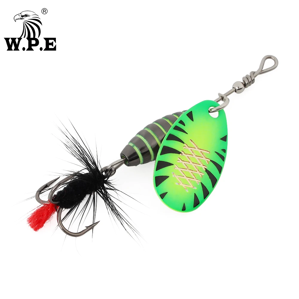 W.P.E 1 stücke Spinner Köder 3,7g/5,3g/8,2g/10,5g Köder Metall Messing löffel Harter Köder Feder Drillinge Gefälschte Köder Angelgerät Pesca Image