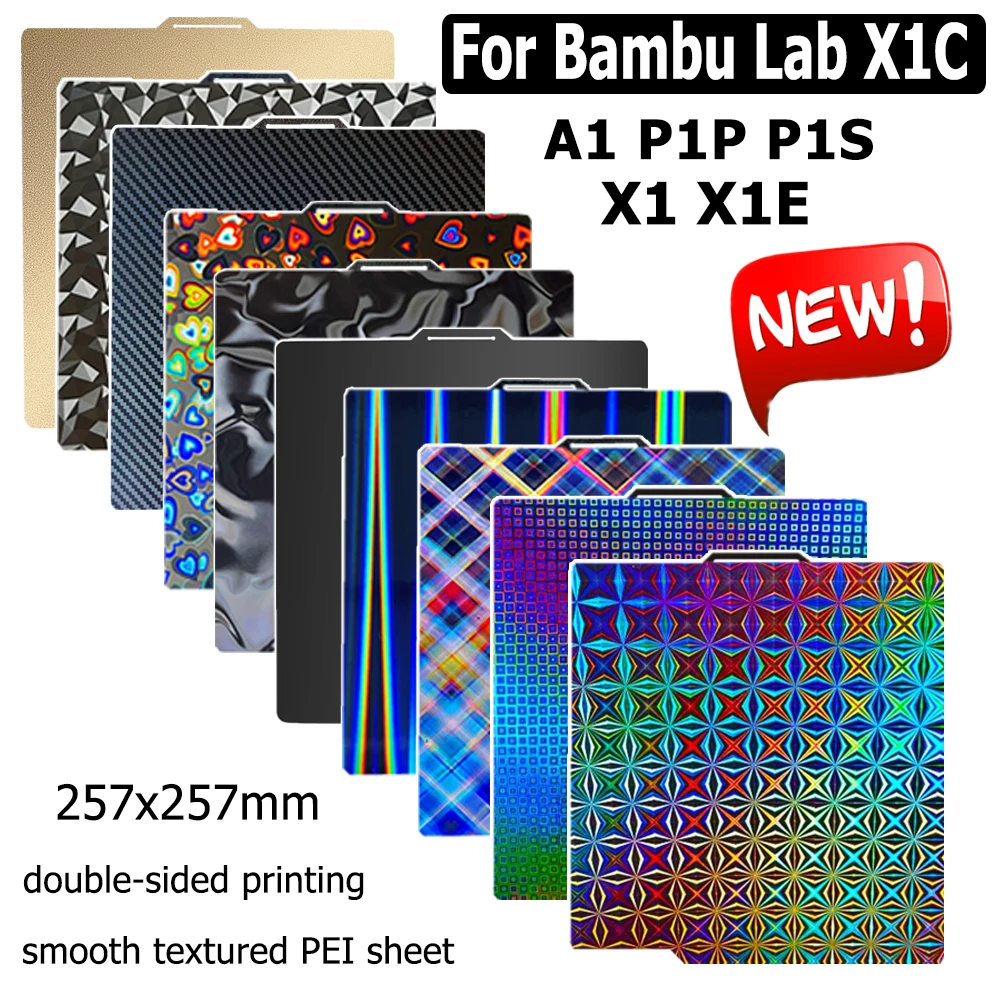 Für Bambu Lab Bauplatte P1P P1S A1 X1 X1-Carbon PEI Blatt Neuer Federstahl Doppelseitiges beheiztes Bett für Bambulab Bamboo P1S X1C Image