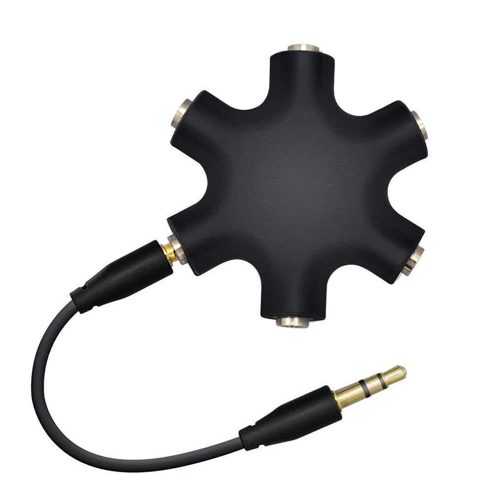 3,5 mm Kopfhörer-Audio-Splitter, 1 Stecker auf 1, 2, 3, 4, 5, Buchse, Stereo-Headset-Verlängerung, 5-Wege-Anschluss, Aux-Musik-Sound-Ausgangskabel Image