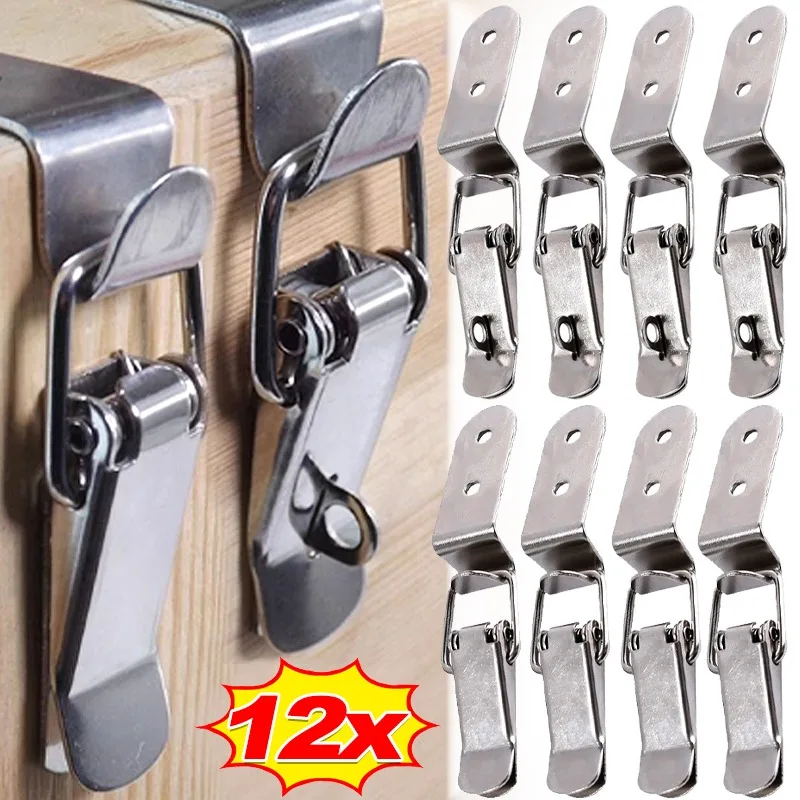 1/12 Stück 90 Grad Entenmund-Schnalle Hakenschloss Silber Metall Feder Haspe Riegel Fangschellen Holzkiste geladen Zugverschluss Hardware Image