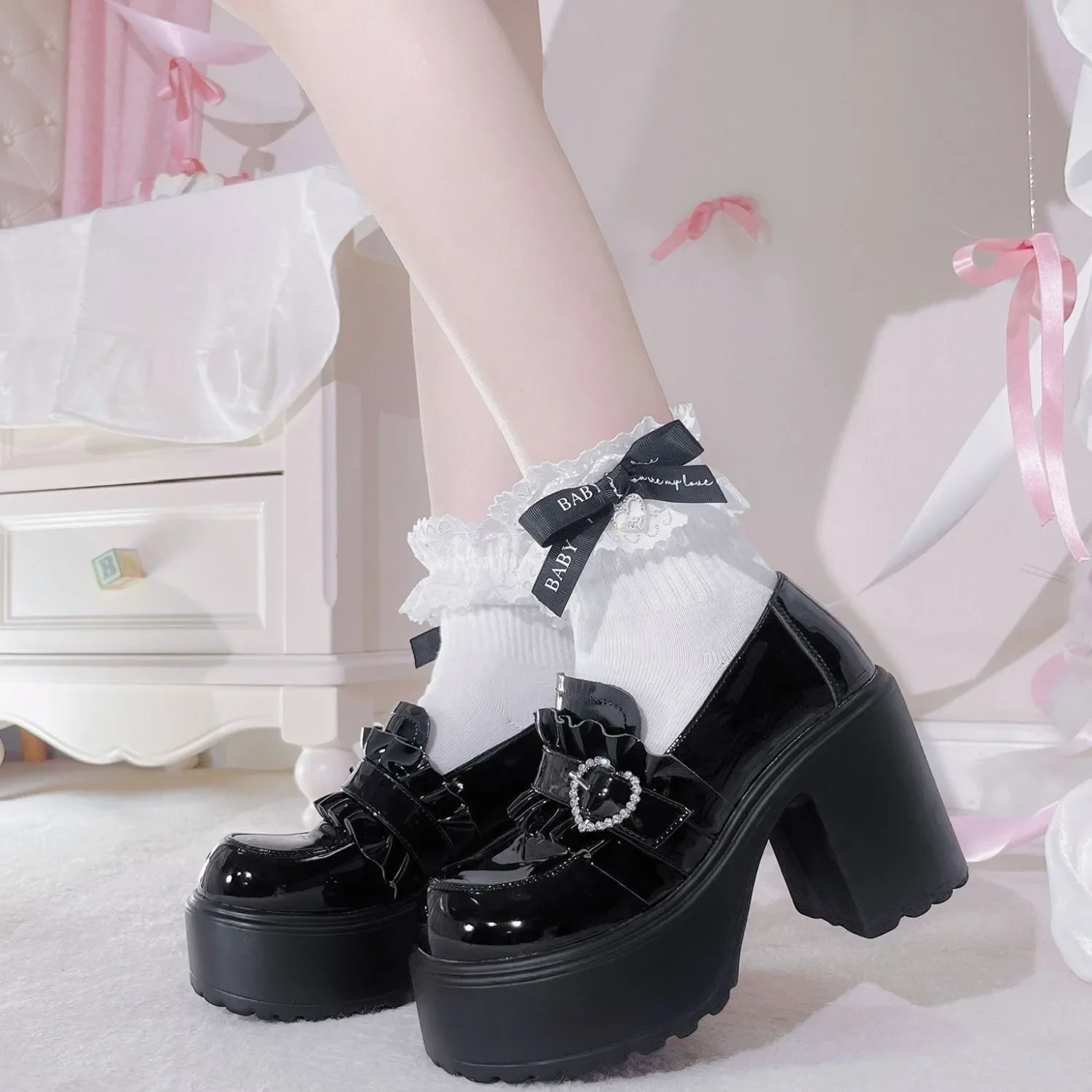 Dicker Boden, Mary Jane, kleine Lederschuhe für Damen, 2025, Herbst, neues Design, Punk-Lolita-Schuhe, Damenmode, vielseitige Slipper, lässig