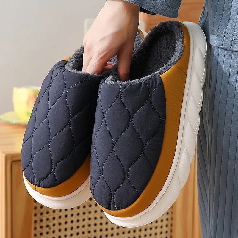 Große Größe 48 49 Mode Männer Hausschuhe Frauen Neue Winter Wasserdicht Hause Nicht Slip Wohnungen Rutschen Flauschigen Warme Weiche Sohle Pelzigen Schuhe