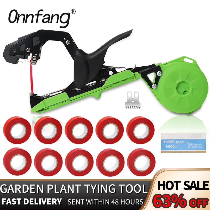 Onnfang Garten-Handbindemaschine, Pflanze, leicht, Gartengeräte, Pflanzenband-Werkzeug für Gemüse, Trauben, Tomaten, Gurken, Garten Image