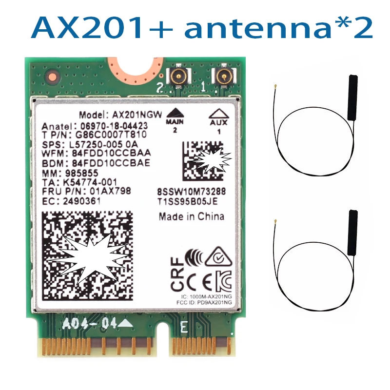 AX201NGW AX201 für 201NGW WIFI-KARTE Bluetooth 5.0-Dual-Band Wireless Bluetooth-Adapter, Wi-Fi 6 Gigabit 2400M Netzwerk Image