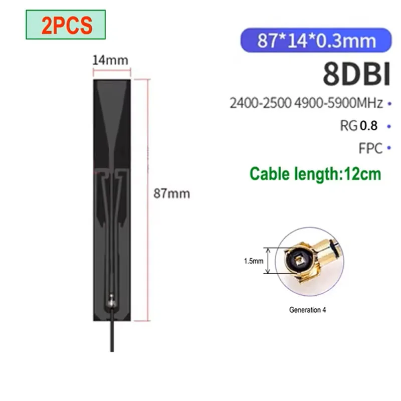 eoth 2 Stück IoT WLAN-Antenne 5,8 GHz 2,4 GHz Dual-Band Eingebaute FPC-Softboard für Bluetooth PCB-Patch-Antenne Generation 4 Image