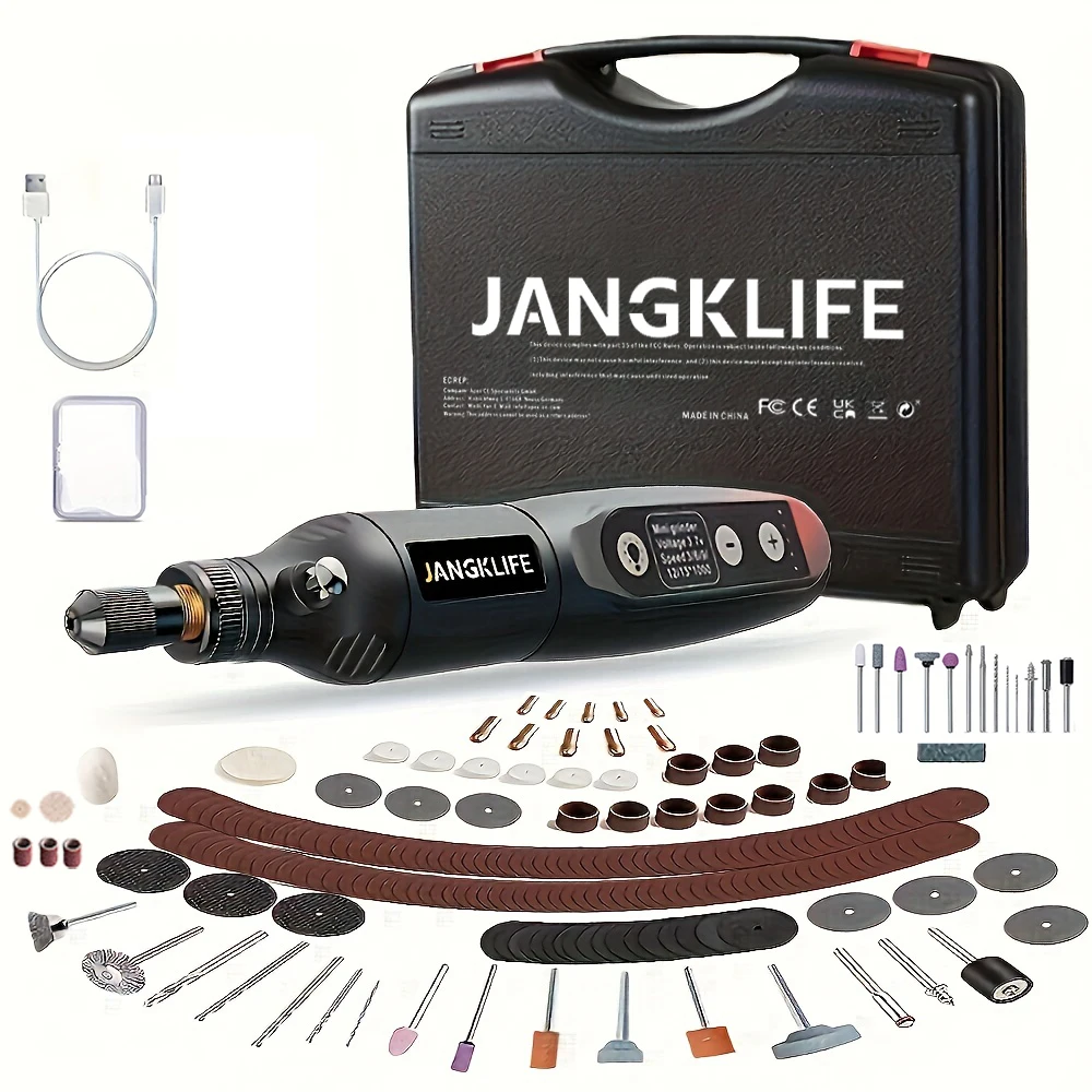 JANGKLIFE USB Cordless Rotary Tool Kit Holzbearbeitung Gravur Stift DIY Für Schmuck Metall Glas Mini Drahtlose Bohrer Image