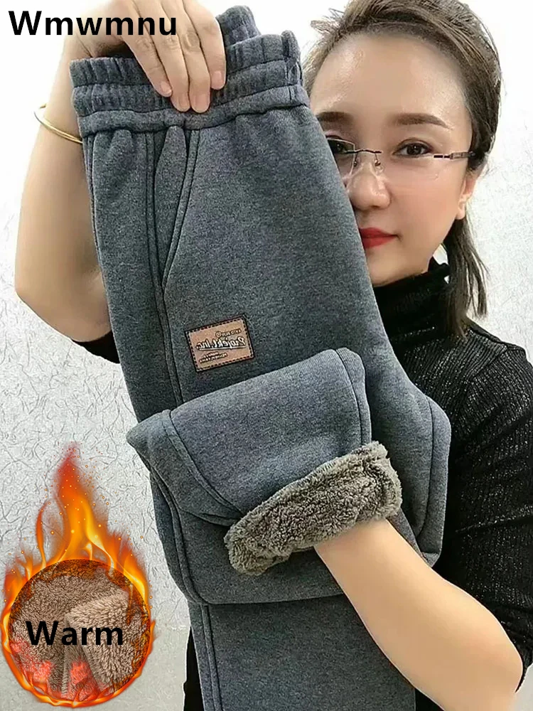 Winter Große Größe 6xl Lammwolle Flusen Jogginghose Frauen Casual Warme Harem Hosen Verdicken Fleece Gefüttert Jogger Baggy 90 cm Pantalones