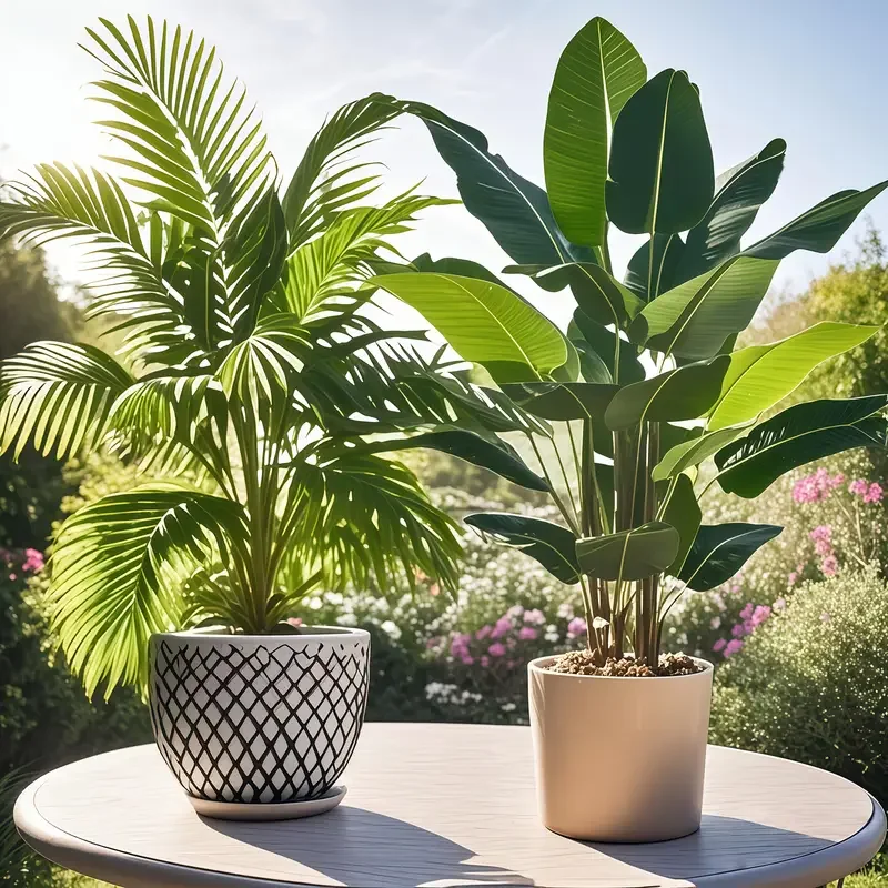 2 Stück 82 cm große Simulation künstlicher Palme und Bananenblätter Topfpflanzen für den Innenbereich, Grünpflanzen, Garten-Topfpflanze Image