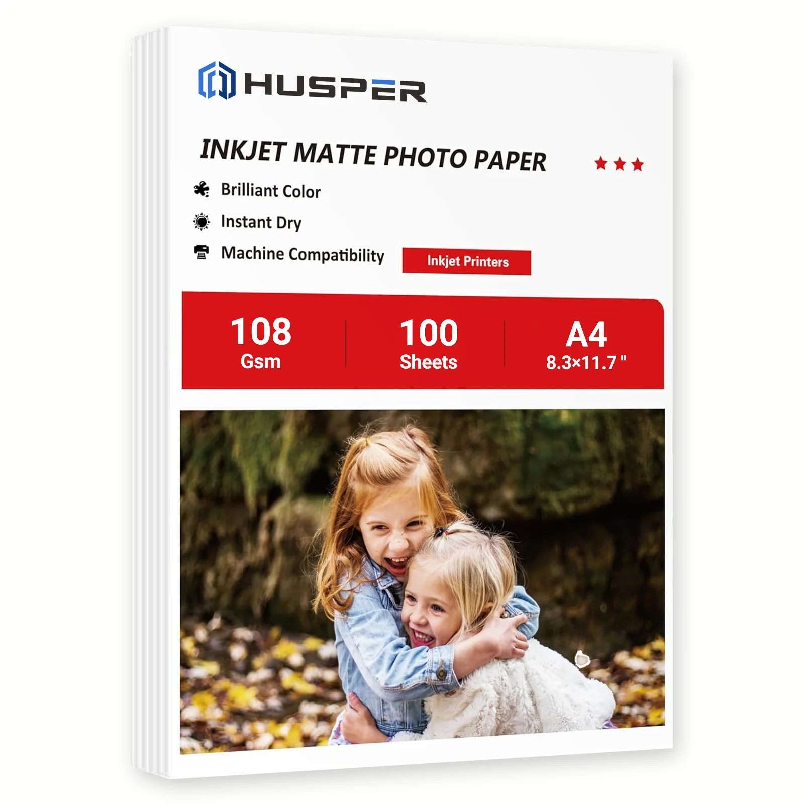 100 Blatt A4 Mattes Fotopapier für Tintenstrahldrucker 108g/m² Einseitig Bedruckbares Fotopapier