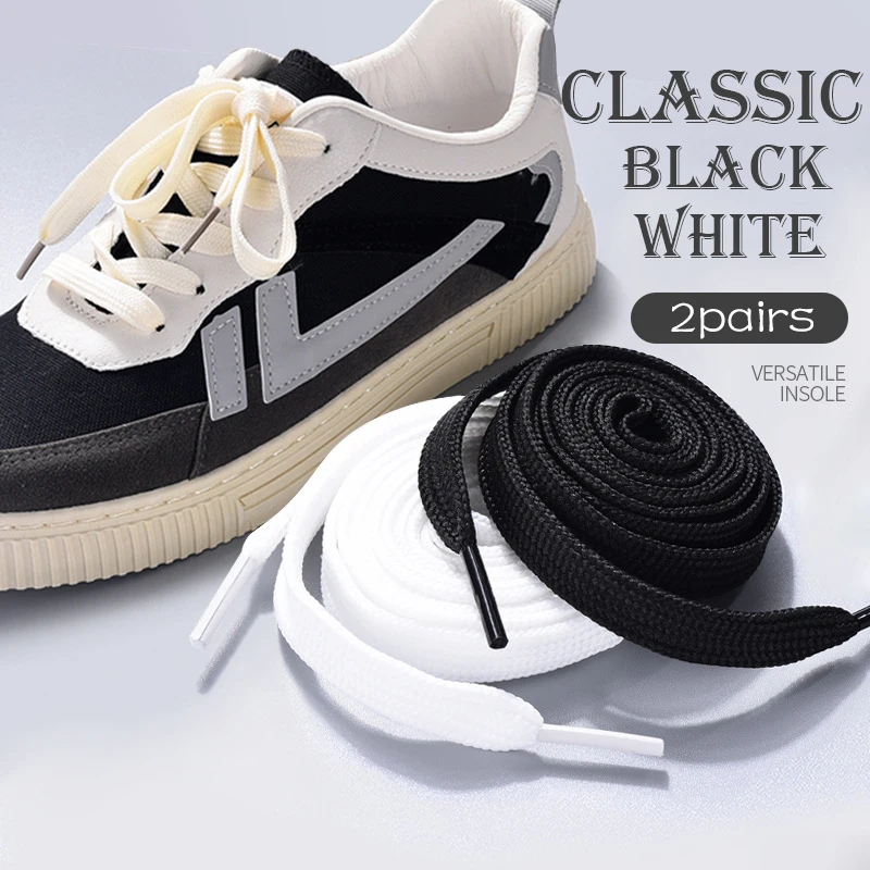 2 Paar 90 cm ~ 160 cm klassische dicke Schnürsenkel für Turnschuhe, Elastizität, flache Schnürsenkel, Schnürsenkel für Schuhe, klassische weiche Schnürsenkel Image