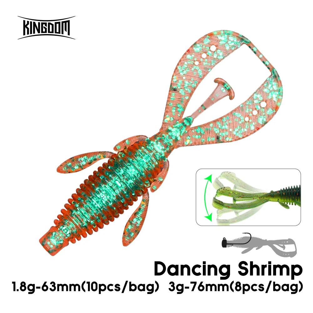 Kingdom 10 Stück Soft Baits Angelköder 1,8 g 3 g 63 mm 76 mm schwimmender künstlicher Köder Soft Worm Bass Pike Swimbait Angelgerät Image