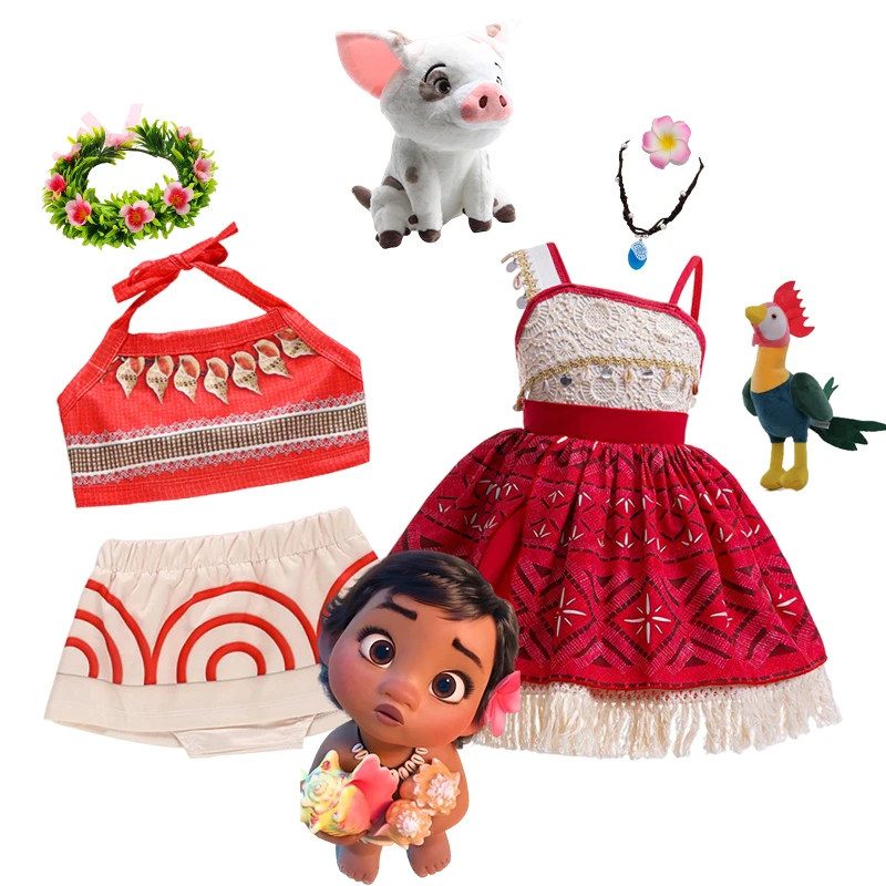 Disney Neue Moana Kleid Kostüme Kinder Mädchen Cosplay Kleinkind Film Ozean Abenteuer Kleinkind Kleid Halloween Party Mit Küken Kleidung Image