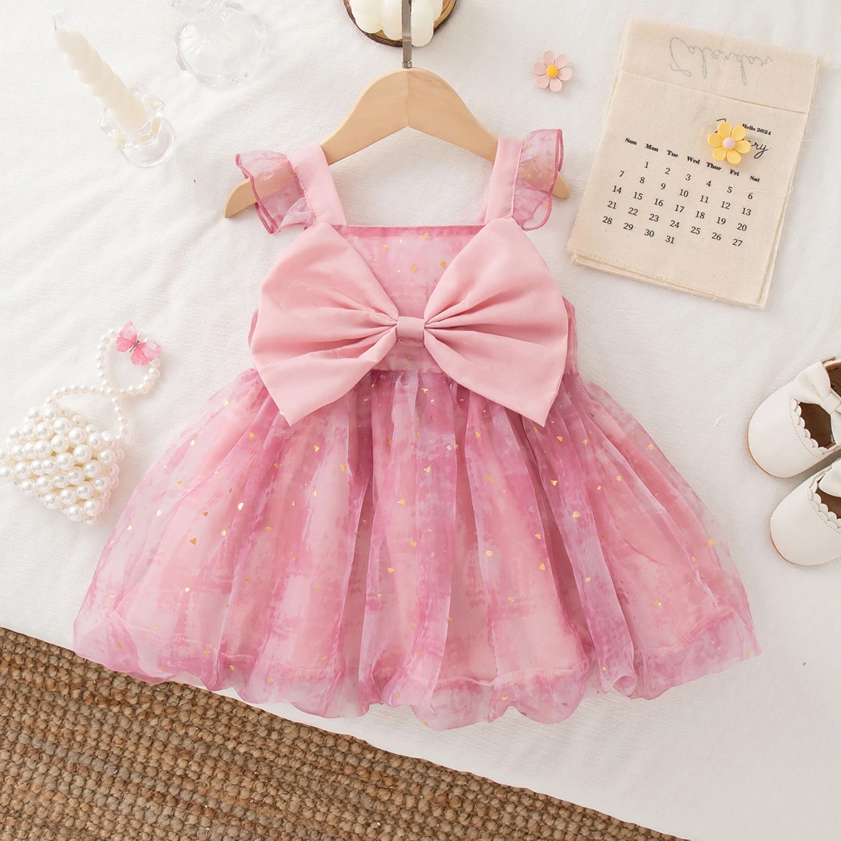 9 Monate bis 4 Jahre alt, Prinzessinnen-Stil, Baby-Mädchen-Kleid, Sommer, neue süße Schleife, Kinderkleidung, geeignet für Geburtstagsfeiern Image