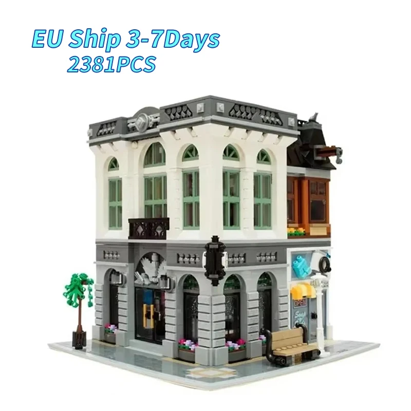 2380 Teile 10251 Baustein-Set Bankgebäude Modell Spielzeug Montage-Bausteine für Kinder und Erwachsene Geburtstags- und Weihnachtsgeschenke Kompatibel mit Image
