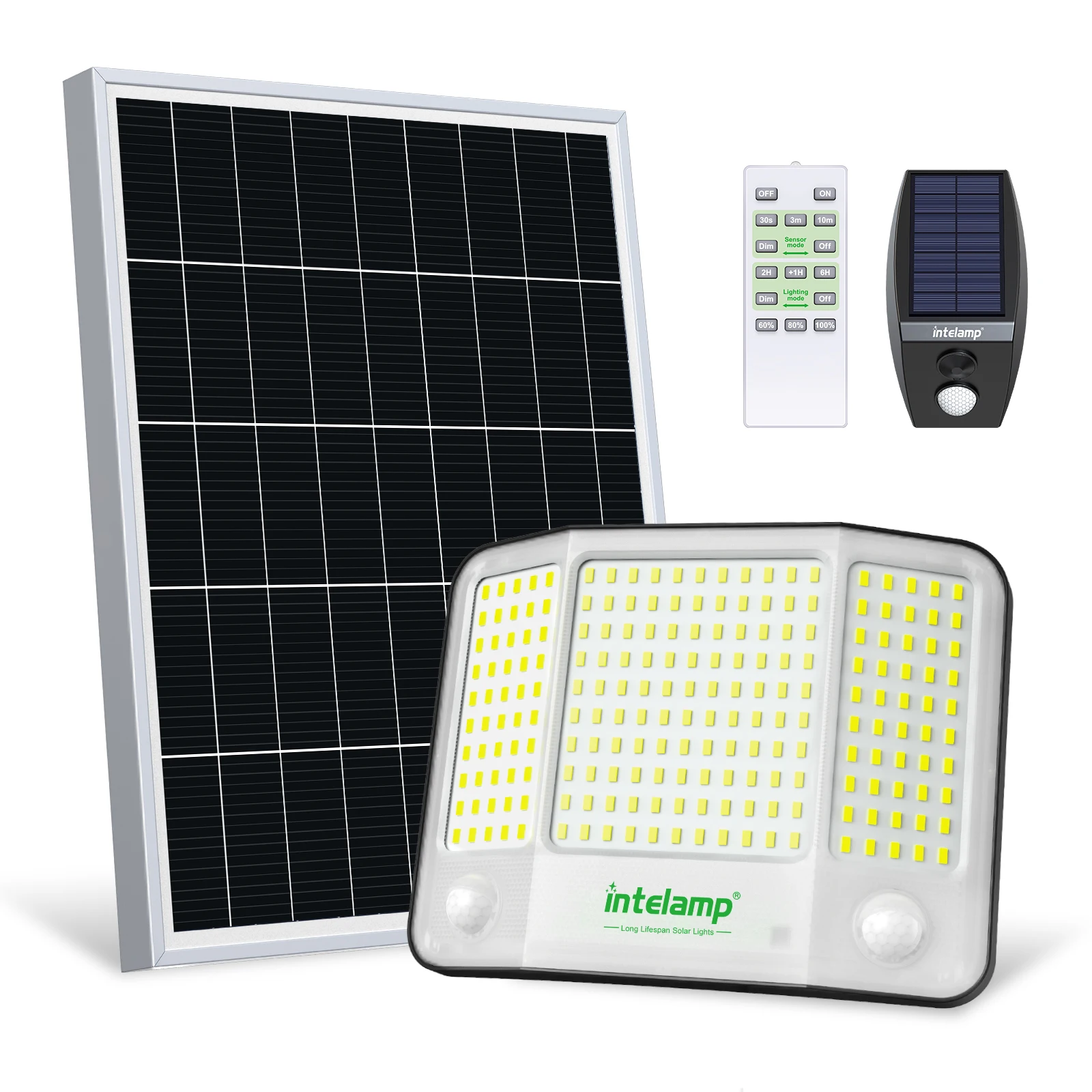 intelamp 12500 mAh Solar-Flutlichter für den Außenbereich, supergroßes Solarpanel-Flutlicht, Sicherheits-LED-Strahler für den Hof und den Hinterhof