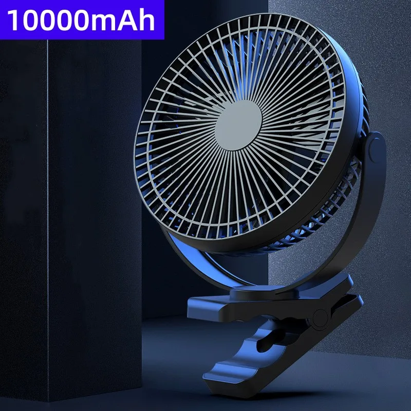 USB-Aufladung, für Zuhause, Zimmer, Tisch, kabelloser elektrischer Ventilator, 10.000 mAh Akku, für Outdoor-Reisen, tragbarer Clip-Deckenventilator, 4 Geschwindigkeitsstufen eingestellt Image