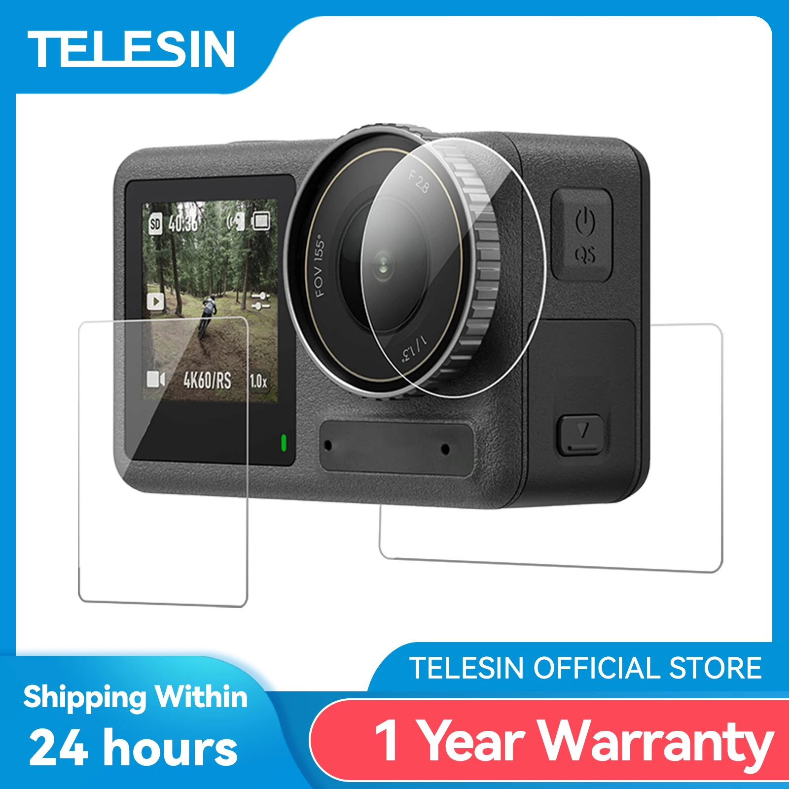 TELESIN Gehärteter Film für DJI Osmo Action 5Pro Displayschutzfolie Objektiv Schutzglas Staubdicht für Action 5Pro HD Gehärteter Film Image