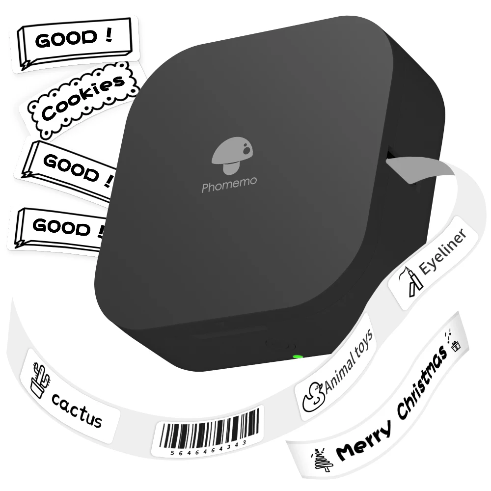 [Neu] Phomemo Q30 Tragbarer Mini-Etikettendrucker, kabelloser Bluetooth-Griff, Etikettendrucker, Band im Lieferumfang enthalten, mehrere Schablonen, Schwarz Image