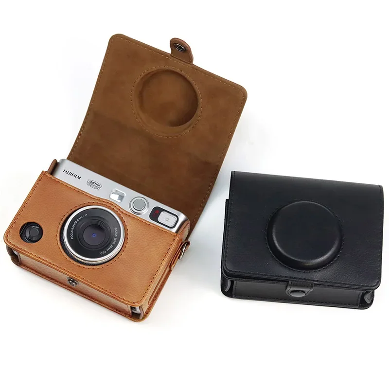 Retro-Ledertasche für Fujifilm Instax Mini EVO Sofortbildkamera, Aufbewahrungstasche, harte Schutzhülle mit Schultergurt-Zubehör Image
