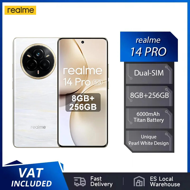 realme 14 Pro 5G Smartphone 8 + 256GB, Mobile Phone Dimensity 7300 Energy 5G Processor IP69 Sony IMX882 OIS 50 MP Camera Image