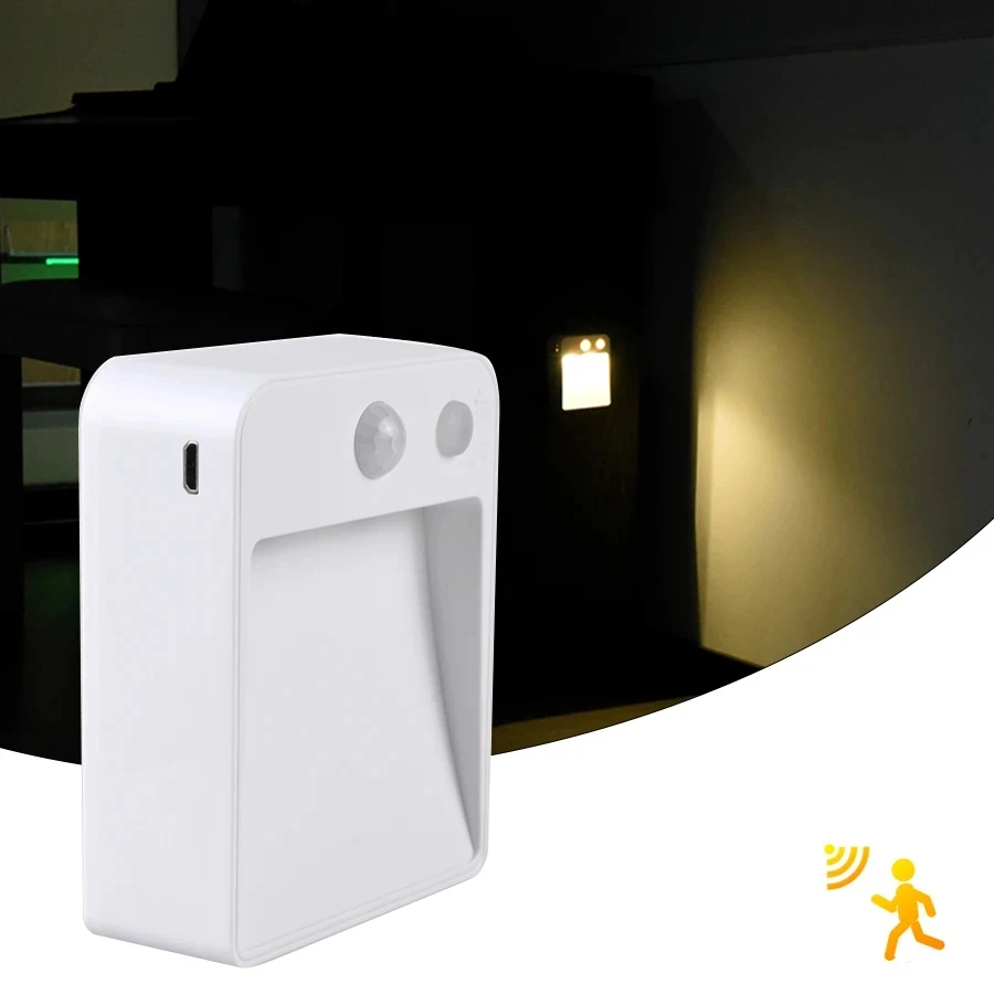LED-Nachtlicht, PIR-Bewegungsmelder, Nachtlampe, kabelloser Detektor, AA-batteriebetriebene Wandlampe, automatisches Ein-/Ausschalten, Schrank, Treppenbeleuchtung