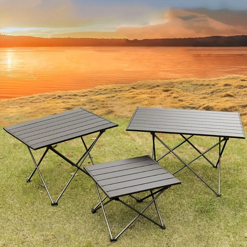 Klapptisch, robust, tragbar, klappbar, quadratisch, Aluminium-Esstisch für drinnen und draußen, mit Aufbewahrungstasche für Picknick, Camping