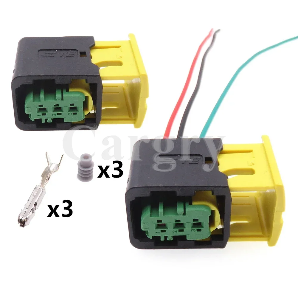 1 Set 3P 3-1418448-1 AC-Baugruppe Hochtemperaturbeständige Neue Energie Grüne Kabelbuchse mit Anschluss und Gummidichtungen für Autos Image