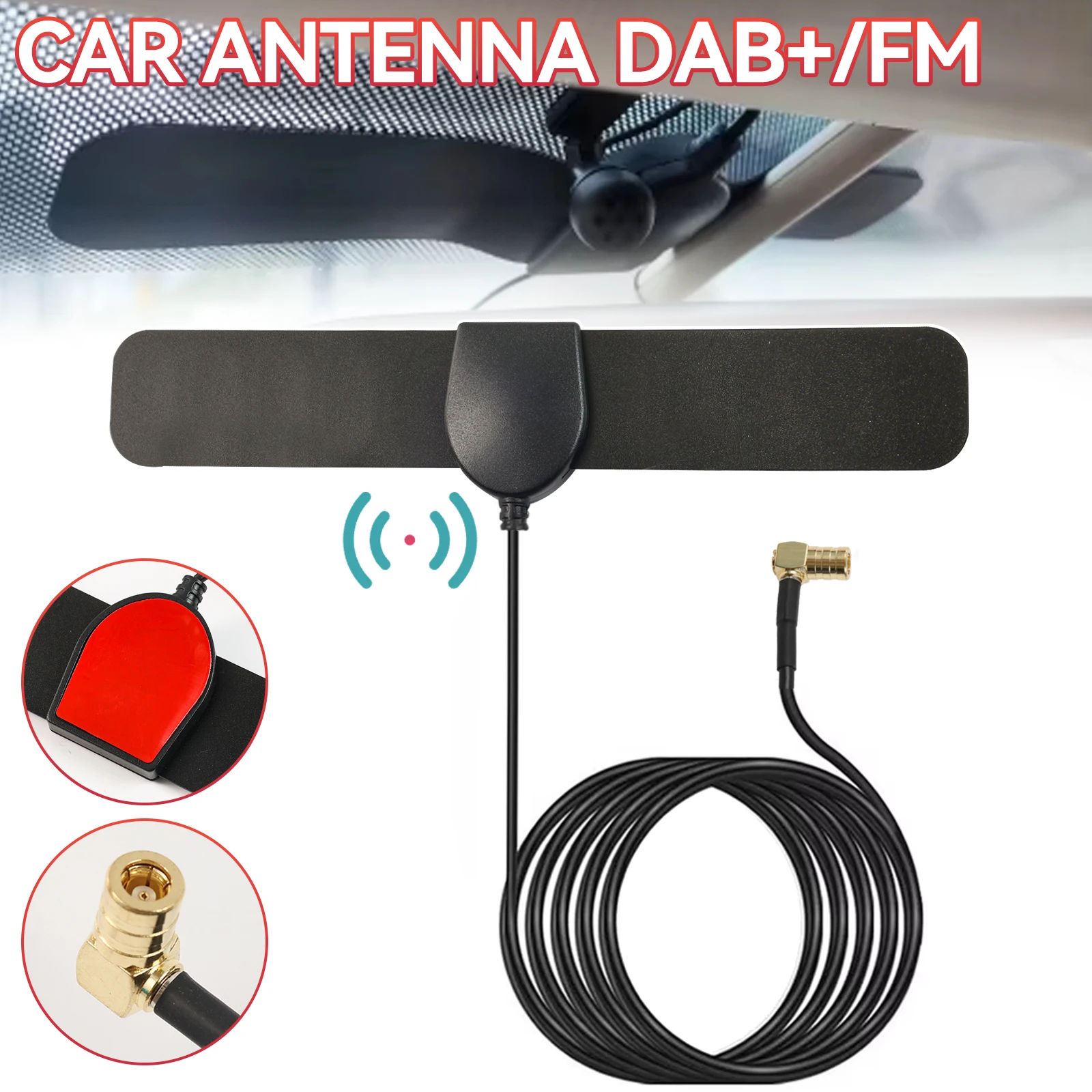 Für JVC Kenwood Sony Alpine 1pc Universal Auto Radio Stereo Glas Verstärkt DAB + FM Antenne Plug & Play VHF UHF Auto Antenne Signal Image