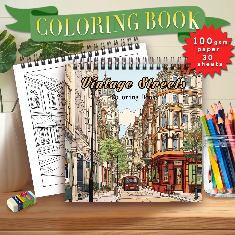 Malbuch für Erwachsene – 30 Blatt Spiral-Malbuch für Damen, 8,3 x 8,3 Zoll, Zeichenbuch, Geburtstagsgeschenk, Weihnachtsfeier-Geschenk Image