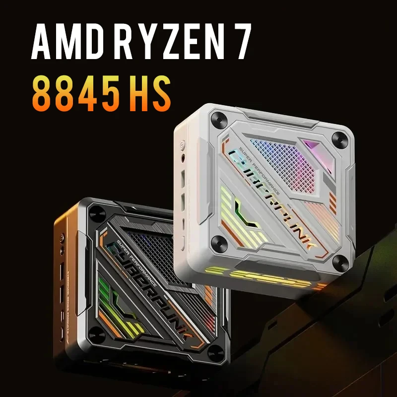 Mini-PC AMD RYZEN 7 8845HS 8 Kerne 16 Threads 2x DDR5-Steckplätze M.2 PCIE4.0 NVMe SSD WiFi6 BT5.2 2.5G Ethernet USB4 Windows11 Image