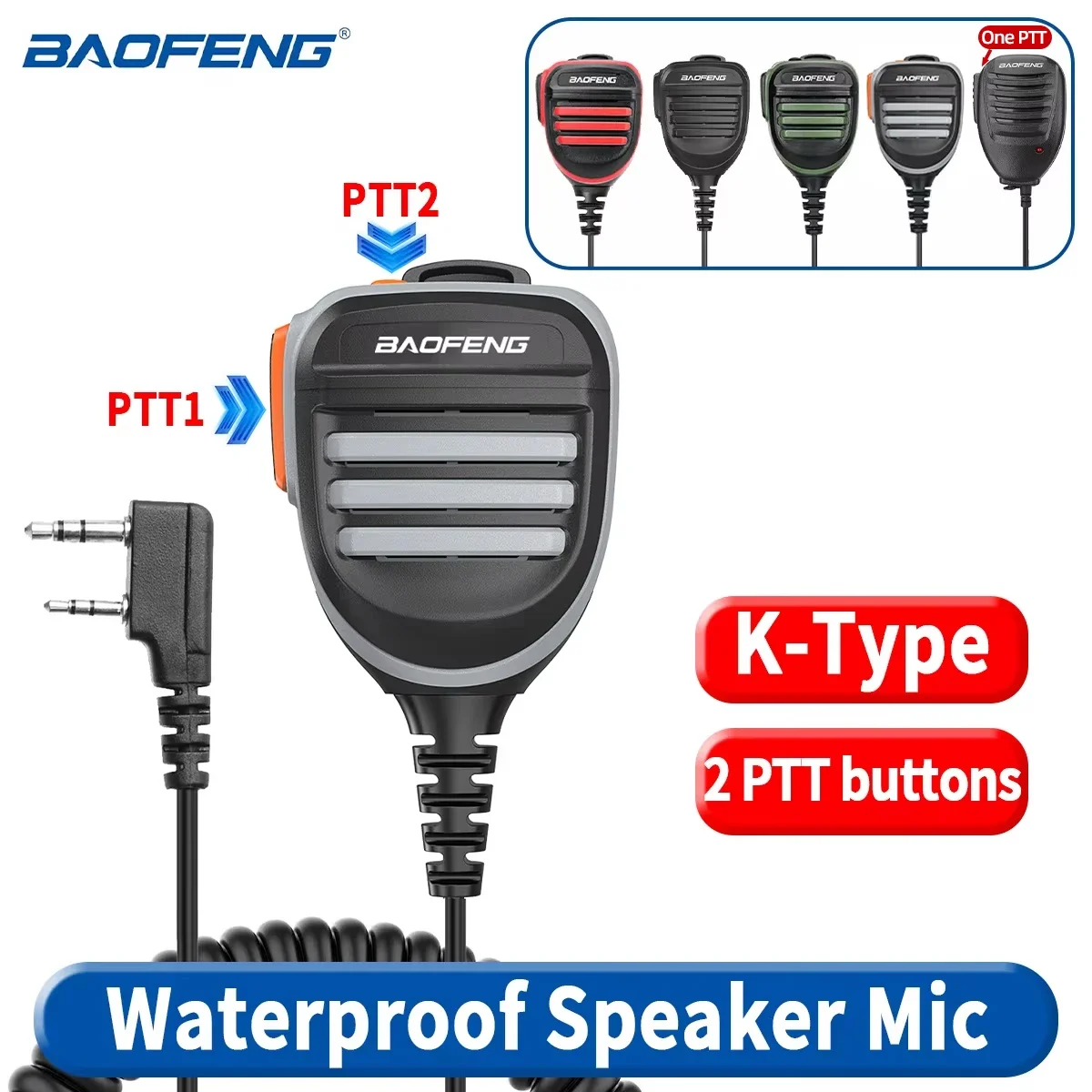 BaoFeng Walkie Talkie 2-poliges PTT-Lautsprechermikrofon Großhandel für Quansheng UV-K5 K6 Baofeng UV-5R BF-888S UV-5RH 21 17 PRO HAM Radio Image