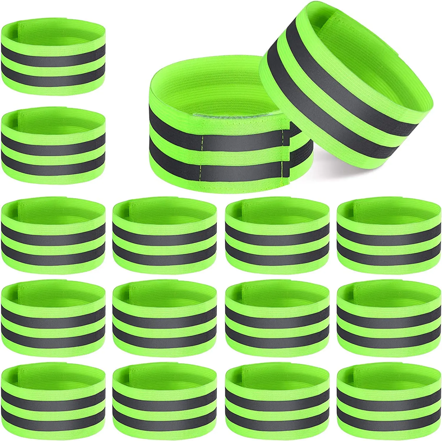 4 Stück reflektierende Bänder, elastisches Armband, Armband, Sicherheitsreflektorband für Nacht, Radfahren, Laufen, Erwachsene, Kinder Image