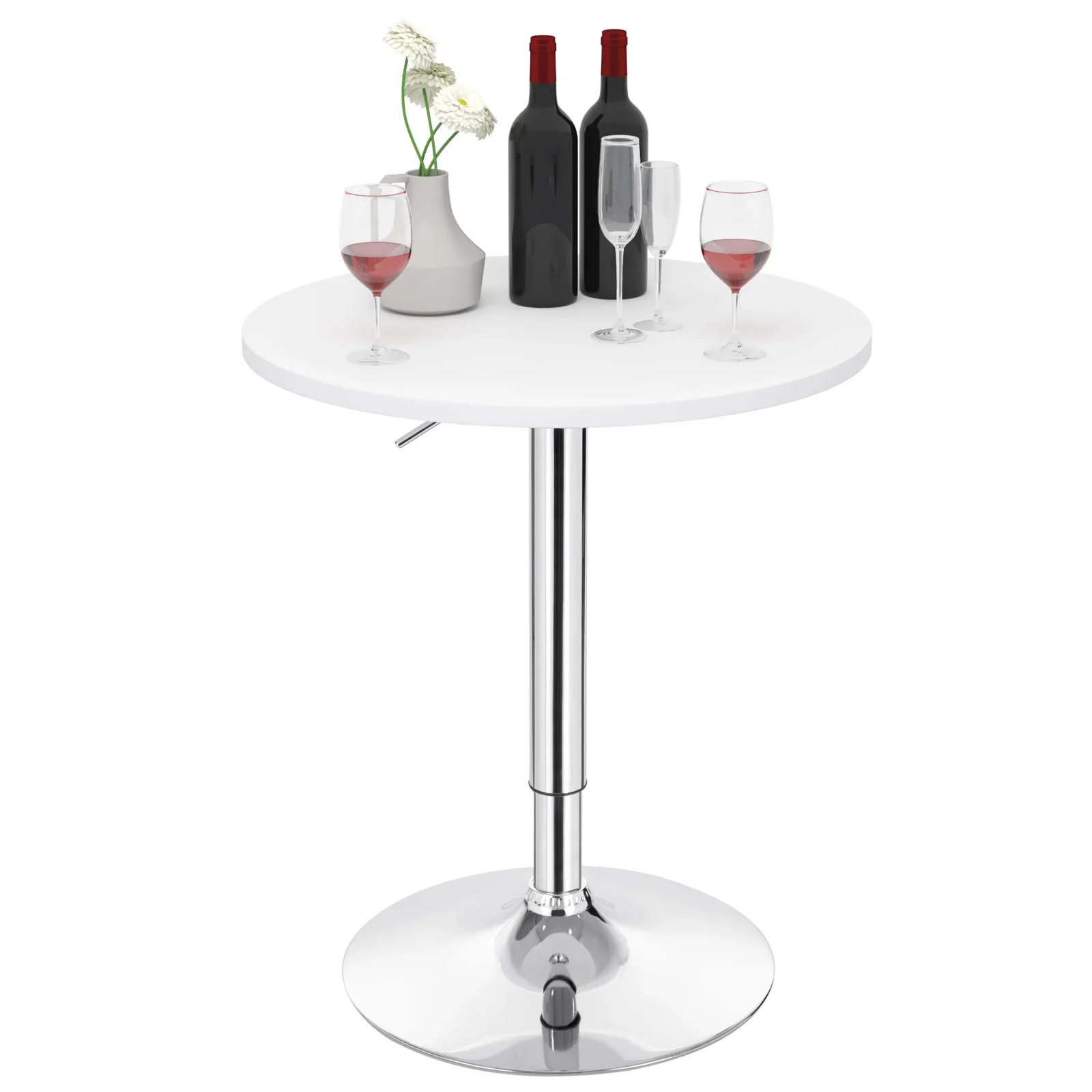 WOLTU Drehbarer runder MDF-Bartisch mit verstellbarer Höhe, Bistro-Partytisch für Kaffee, Küche, Wohnzimmer