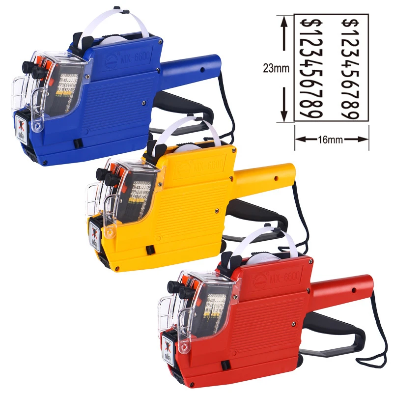 1 STÜCK MX-6600 10-stelliger zweizeiliger Etikettierer Preisschild Pistolenetikett 2 Leitungen Geeignet für Einzelhandelsgeschäfte Preisetiketten-Display-Tool Image