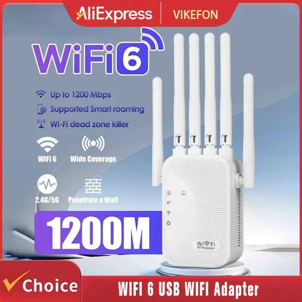 2,4G 5G Dual band 1200Mbps Wifi Verstärker Repeater Netzwerk Expander Range Extender WiFi Signal Booster Wireless router Image