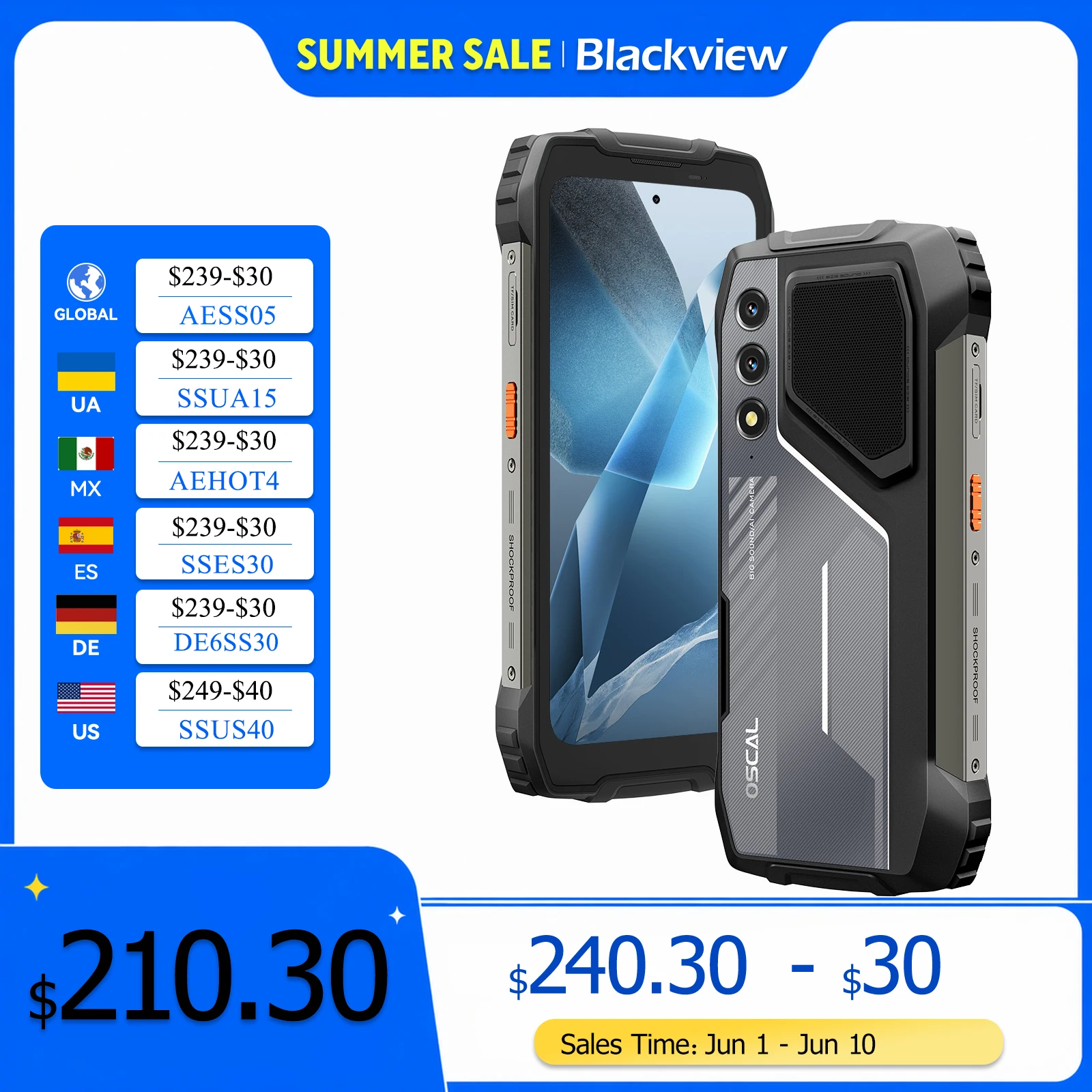 Blackview OSCAL PILOT 1 Robustes Telefon, 6 GB + 256 GB, Helio G81 Smartphone Android14, 6,67 Zoll Display-Handy, 15000 mAh, NFC Image
