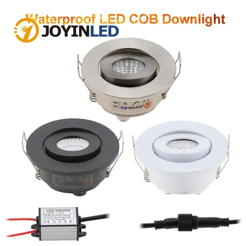 Dimmbare LED Wasserdichte IP65 COB Decken-Außenleuchte 3W AC90-260V DC12V Warmweiß LED-Einbaustrahler für Hotel, Villa und Heimbeleuchtung