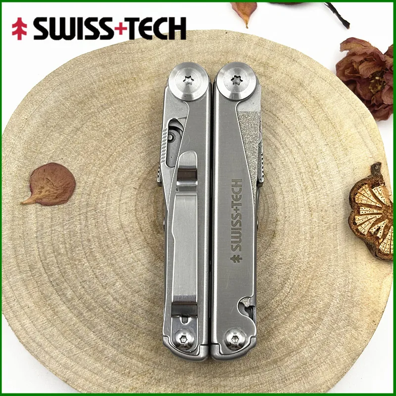 SWISS TECH 18-in-1-Multitool-Zange, zusammenklappbar, multifunktionales Kombinationswerkzeug, Taschenmesser, tragbare EDC-Ausrüstung für den Außenbereich Image