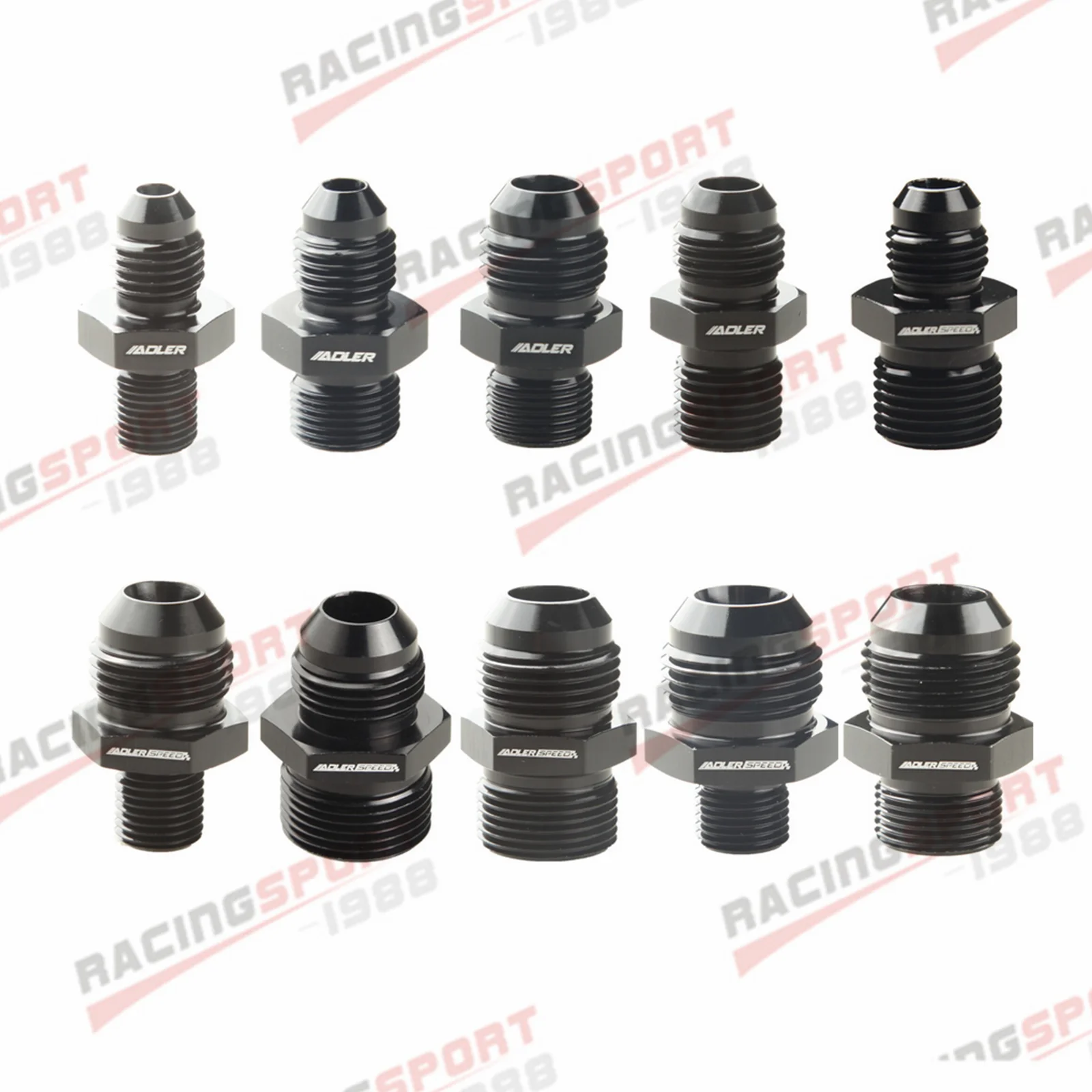 ADLERSPEED AN8 AN10 AN12 auf M10/M12/M14/M16/M18x1.5 Gewinde Gerader Kraftstoff-, Öl- und Luftschlauchanschluss, Steckeradapter für Auto-Zubehör Image