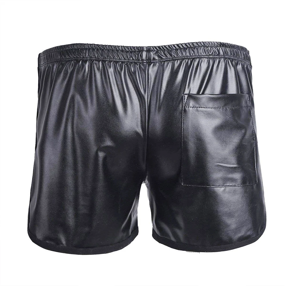 Faux Leder Boxer Stamm WetLook Lounge Sport Kurze Hosen boxer kurze Casual Shorts Männer