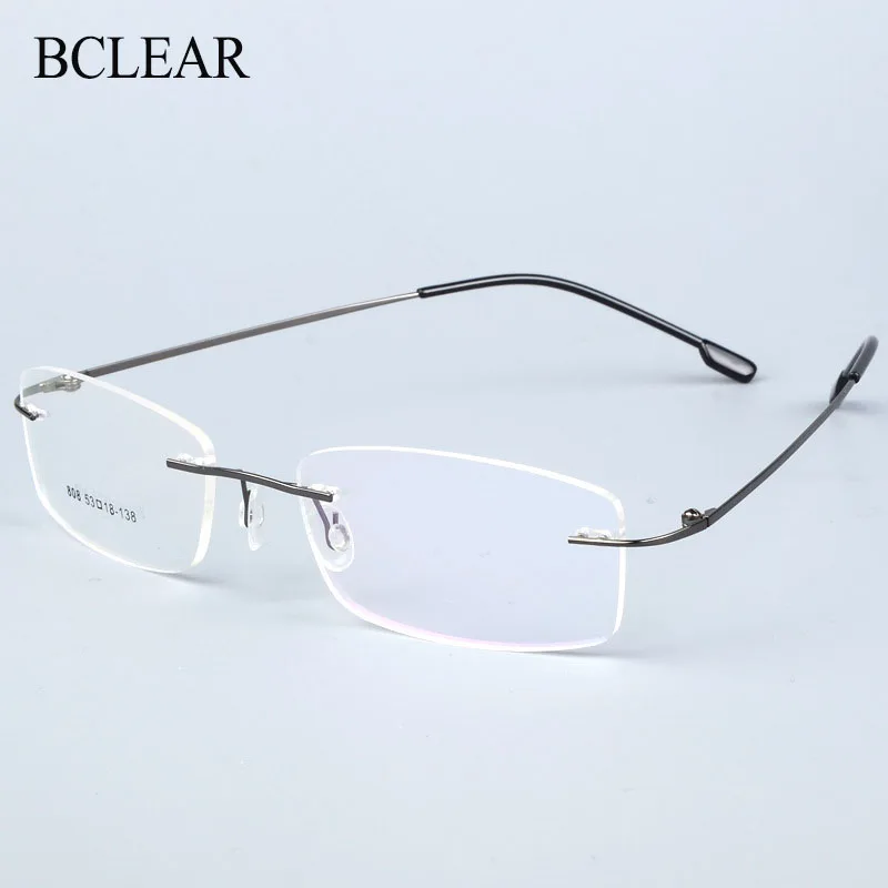 KLAR Titan Legierung Randlose Brille Rahmen Männer Ultraleicht Rezept Myopie Optische Brillen Männlich Rahmenlose Brillen 6 farbe Image