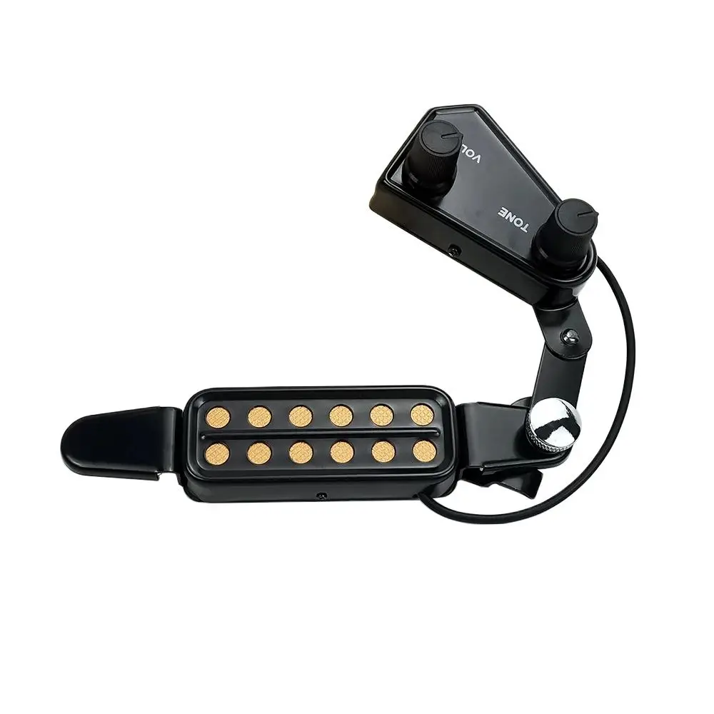 12-Loch-Tonabnehmer für Akustikgitarre, Schallloch-Tonabnehmer, magnetischer Wandler mit Tone-Volume-Controller, Audiokabel Image