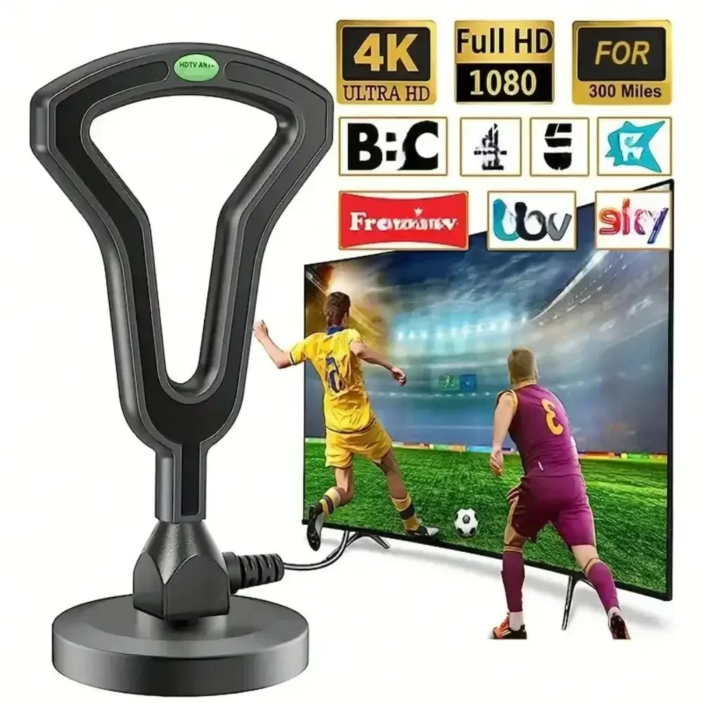 Digitale HD-TV-Antenne mit starkem Magnetfuß, TV-Empfang, drinnen und draußen, neueste 2024 Image