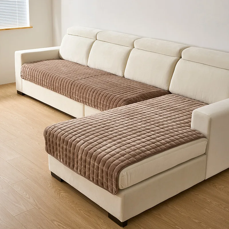 Flanell-Sofakissen, vier Jahreszeiten, allgemein, rutschfest, verdickt, für Wohnzimmer, Sofa, Rückenlehne, modernes Plüsch-Sitzkissen Image