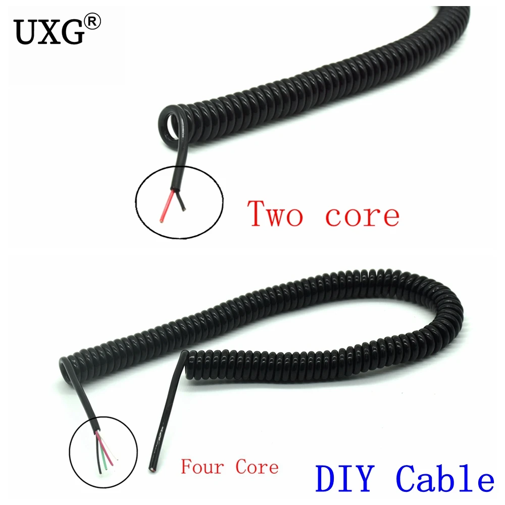 1 stücke DIY frühling locken linie usb 2,0 linie usb 4 core draht micro usb mini usb verlängerung daten kabel 2 m 200 cm 5 m 7,5 m Image