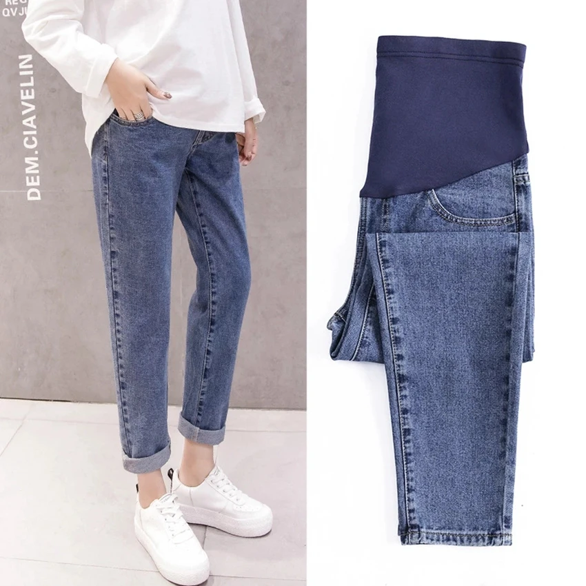 Schwangerschafts-Bauchhose, Boyfriend-Jeans, Umstandshose für schwangere Frauen, Kleidung mit hoher Taille, lockere Denim-Jeans Image