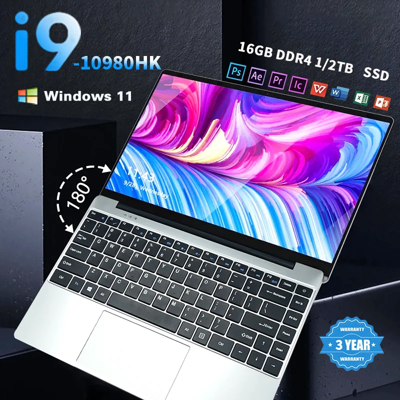 2026 Neuer Core i9-10980HK 14,1 Zoll Laptop Computer Tragbarer Windows 11 Pro Notebook 16GB RAM 1TB 2TB SSD Büro- und Studien-Laptops Image